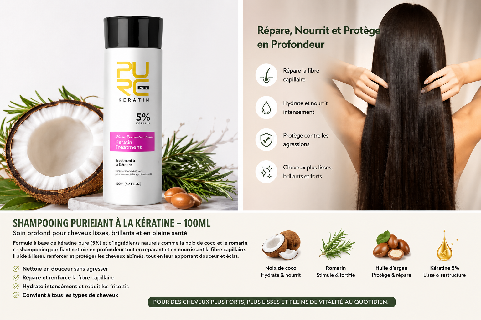 ✨ Shampooing Purifiant à la Kératine 5% (100ml) HairLab Paris