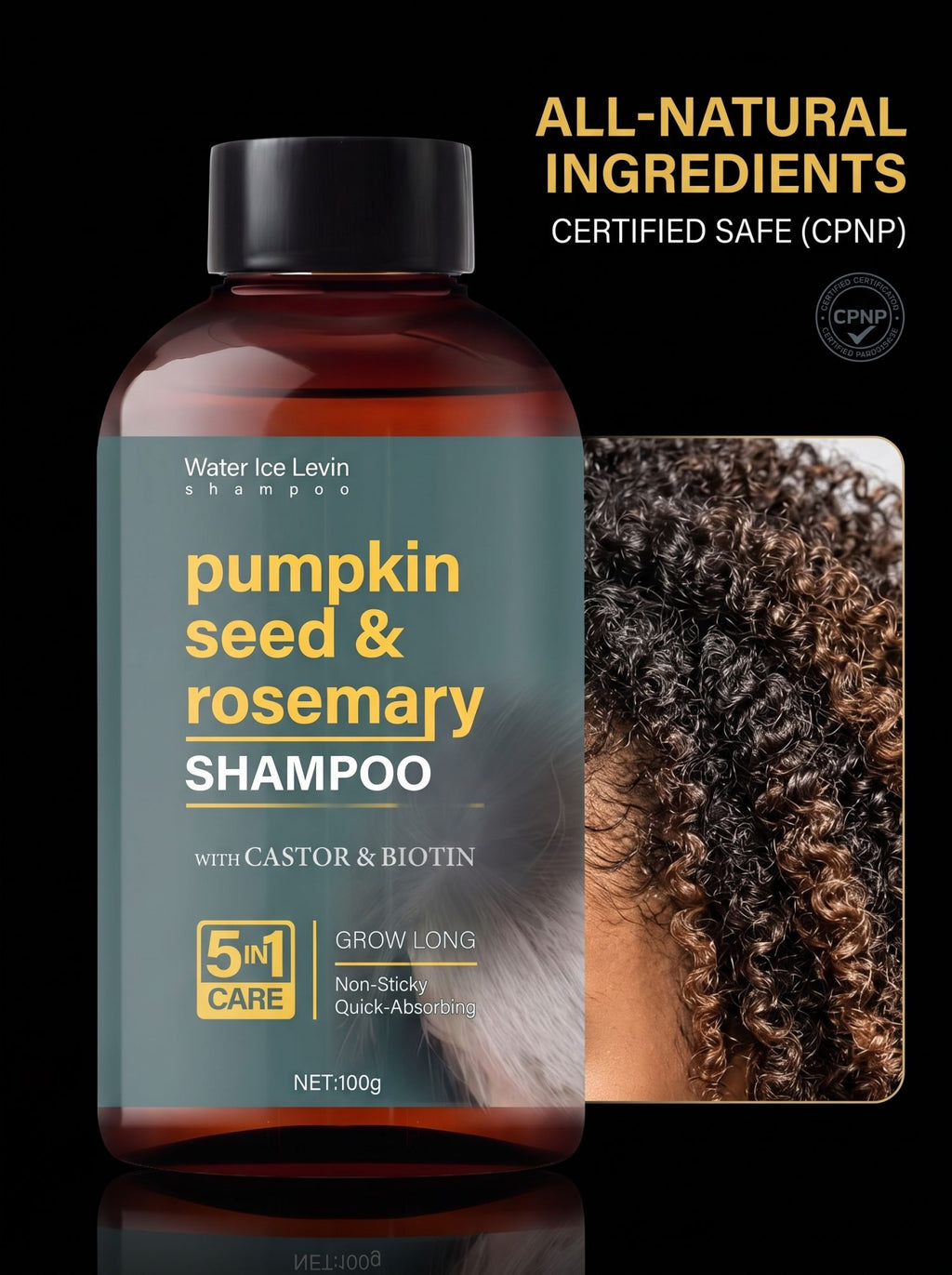 Shampooing Ricin & Biotine – Croissance & Force 5‑en‑1